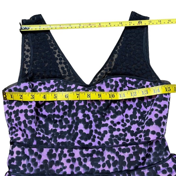 Taylor Womens Dress Size 2 Purple Black Polka Dot Ball Gown High Waist - Picture 9 of 11